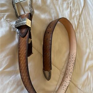 Cuadra Elegant Brown Leather Belt with Intricate Silver Buckle